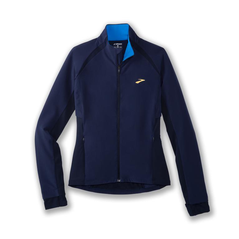 Brooks Fusion Hybrid - Womens Running Jackets - Navy/Blue Bolt (48953CLIR)